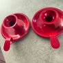 Set of 2  Red enamel candlestick holder and drip tray featuring a Considered by Helen James 12.00 euro each. Image 7