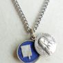 Vintage St. Bernadette Sliding  Catholic Circle Pendant and chain Image 6