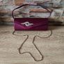 Grape/Burgundy satin bag with diamonds cluster. Image 2