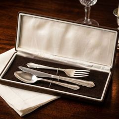 Mid-Century Vintage Children's Cutlery Set EPNS A1 Sheffield England  Original Presentation Box