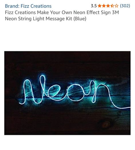 Fizz Creations Make Your Own Neon Sign - 1 Metre Neon Blue String With x3 Different Settings & 3 Metre Shape Wiring - RRP - 18.99