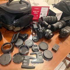 Canon EOS M6 Mark II, 2,100 shots, EVF-DC2, 15-45 + 55-200 + 28-135, flash, bags