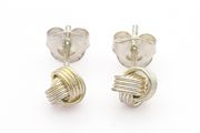 Sterling Silver Love Knot Signed Stud Earrings