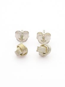Sterling Silver Love Knot Signed Stud Earrings