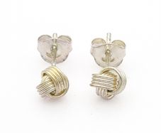 Sterling Silver Love Knot Signed Stud Earrings