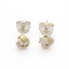 Sterling Silver Love Knot Signed Stud Earrings