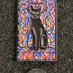 Cat ,stained glass,  pin back badge.