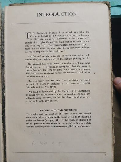 Wolseley Six-Ninety Operation Manual