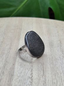 Maine Island Rocks Sterling Silver Beach Pebble Statement Ring STER Size P / 18.1mm