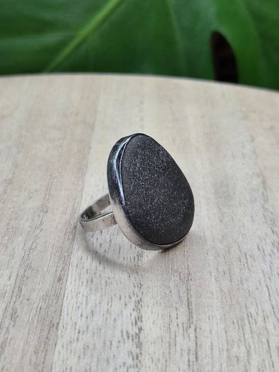 Maine Island Rocks Sterling Silver Beach Pebble Statement Ring STER Size P / 18.1mm