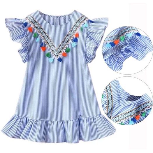 Summer Girls Tassel Flying Sleeve dress