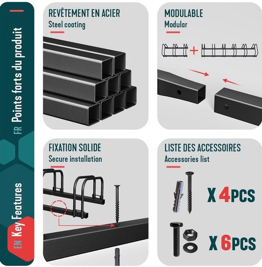 3 Bike Stand Floor or Wall Mounted Bike Rack for Garage Bicycle Parking Rack Cycle Storage Locking Stand, Black