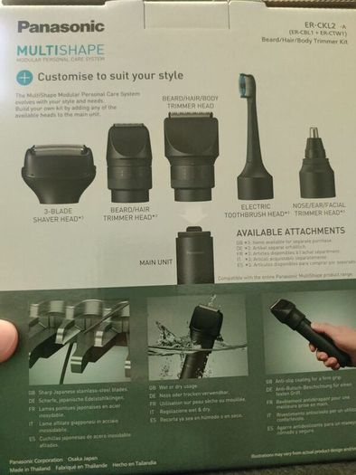 Panasonic ER-CKL2, MULTISHAPE  Waterproof Beard and Hair Trimmer with  Li-ion Battery