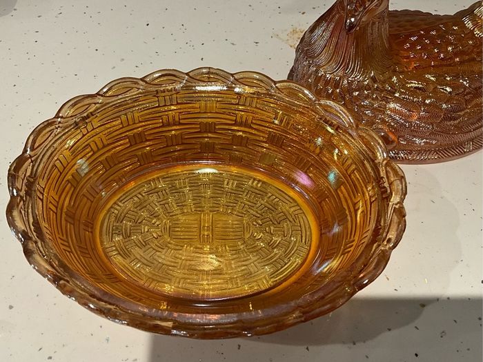 Carnival Glass Egg Holder