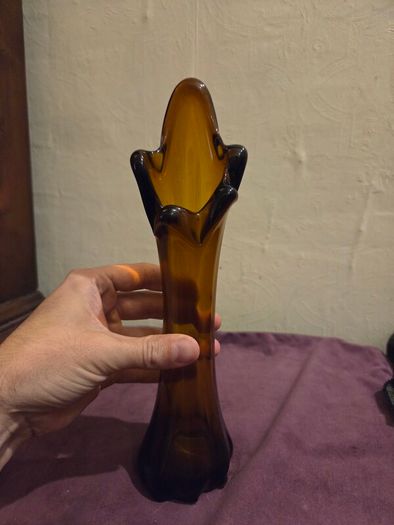 Mid Century 5 Finger Swung Glass Vase