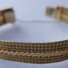Vintage 1970's 18ct Gold Plated  Mesh Bracelet Textured Stripe Design