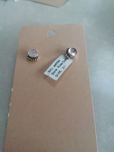 New with tags Rose Quartz sterling silver stud earrings