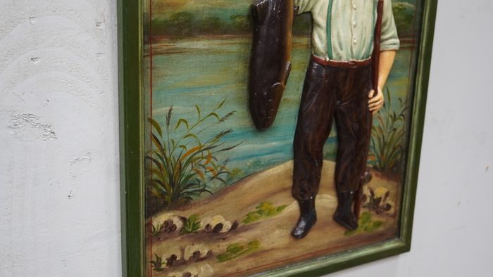 Vintage 3D Wall Plaque - Happy Day Fisherman