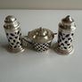 Vintage 3-Piece Silver-Plated Condiment Cruet Set with Bristol Blue Glass Liners Image 2