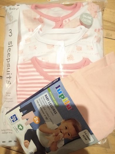 Sleepsuits and leggings bundle brand new in pack organic cotton