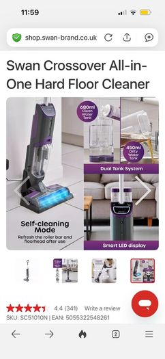 Swan Crossover All-in-One Hard Floor Cleaner(washes and hoovers at same time )