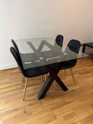 Glass Table & 4 Chairs