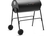Portable Barbecue with Warming Rack, Wheels, Large Porcelain Coated Steel Non Stick Cooking Grill, Air Vents 2 in 1 Barbeque and Smoker