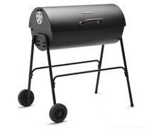 Portable Barbecue with Warming Rack, Wheels, Large Porcelain Coated Steel Non Stick Cooking Grill, Air Vents 2 in 1 Barbeque and Smoker