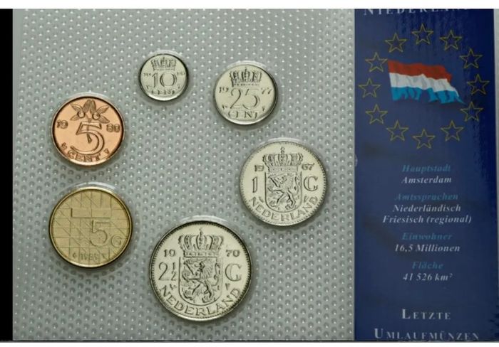 Netherlands uncirculated coin set various dates sealed 5 cent to 5 gulden