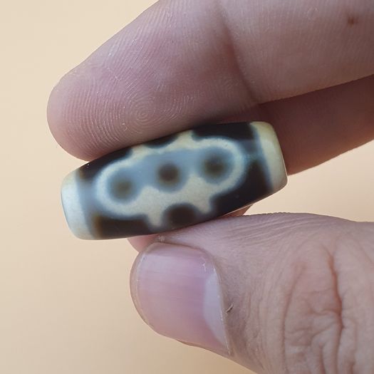 Vintage Himalayan Tibetan Lot of 3 Mixed Pattern Agate Dzi Beads
