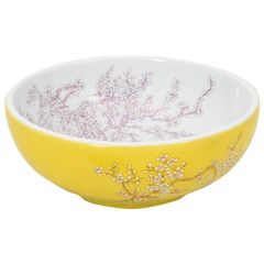 Countertop Basin White and Yellow Round 41x14 cm Ceramic