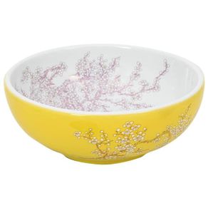 Countertop Basin White and Yellow Round 41x14 cm Ceramic