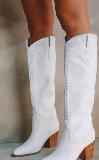 White knee high cowgirl boots