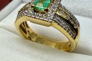 Emerald &amp; Natural Zircon Ring
