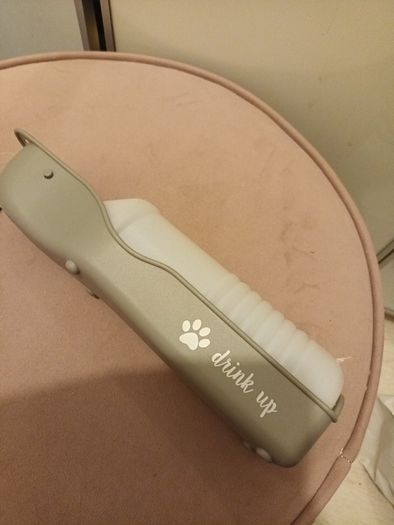 Clip on doggy water bottle and drinking tray