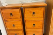 Pair of Solid Pine 4, Drawer Bedside Cabinets with Black Metal Handles