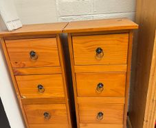 Pair of Solid Pine 4, Drawer Bedside Cabinets with Black Metal Handles