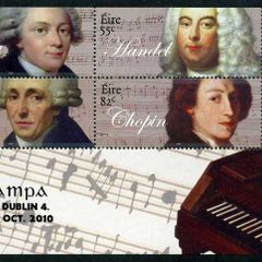 2010 Ireland Stampa Members Souvenir on Classical Composers Commemorative Stamps Miniature Sheet Overprinted for Stampa Mint Never Hinged (MNH)