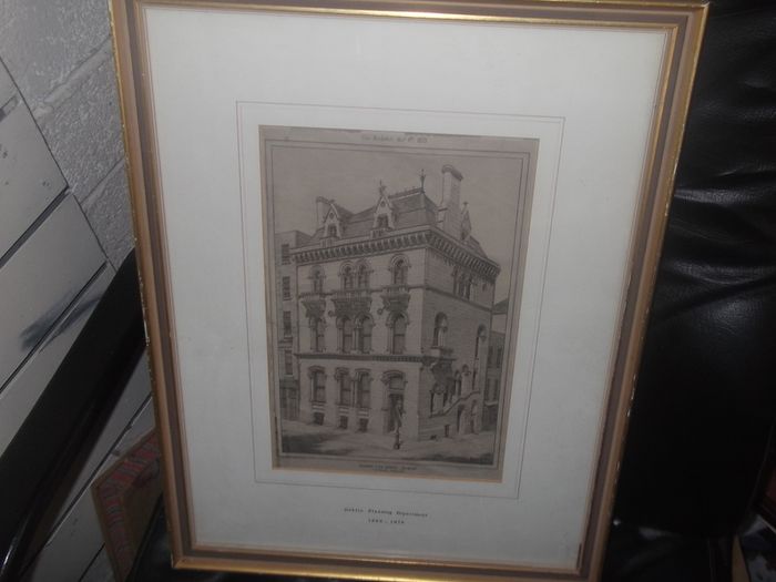 a antique engraving of crown life office dublin  1873