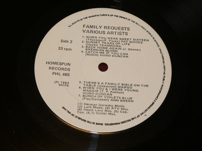 Family Requests 1983 Irish Pressing Lp