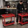 Set of 2 Workshop Tool Trolleys 100 kg Heavy-Duty Steel Garage Carts with 2 Shelves Image 2