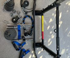 Complete Home Gym Set Wall Pull Up Bar, 20kg Dumbbell Set & Cable Pulley System