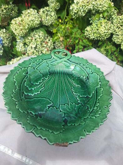 Antique Majolica Green Grape Plate