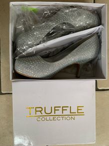 Truffle Silver Mesh Diamond Heels 8uk