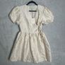 Sister Jane Dream Lilith Jacquard Mini Wrap Dress Sz 8UK 4US S Cream Puff Sleeve Image 2