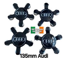 x4 Audi Alloy Gloss black 135mm 5 star spyder wheel Centre Caps