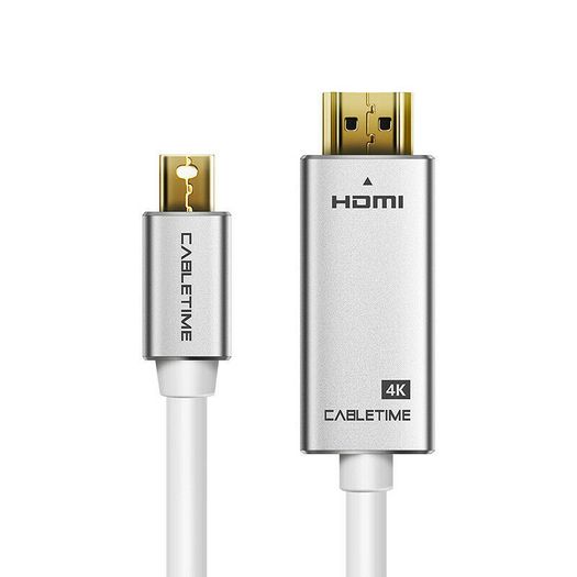 Cabletime 2M Mini DisplayPort to HDMI 4K@60Hz Male (Video-Audio) TV (Gold-Plated) Cable (Brand New/Warranty)