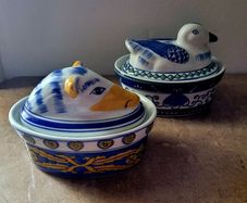 Vintage duck & boar pate dishes