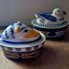 Vintage duck & boar pate dishes