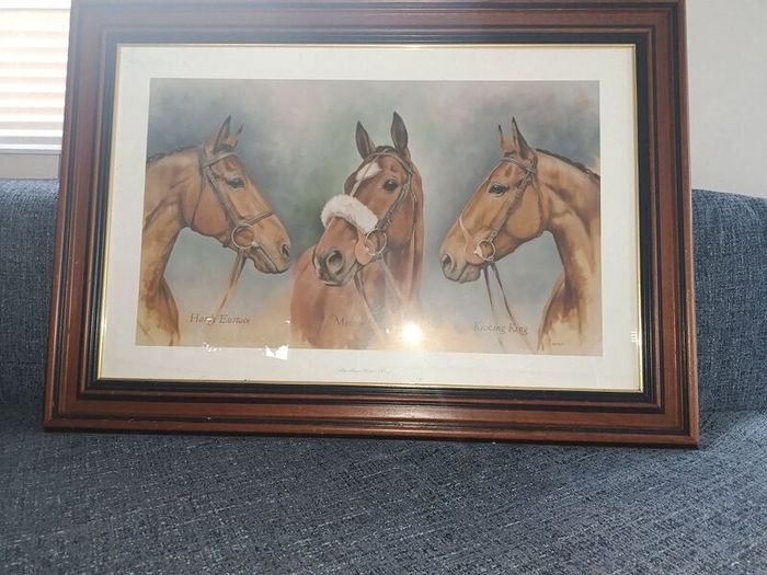 The Three Winter Kings" Framed Horse Racing Print (Hardy Eustace, Moscow Flyer, Kicking King)